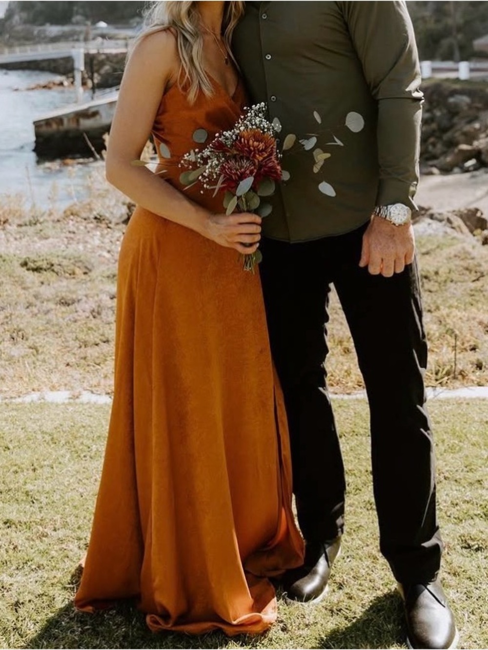 Lulus Rust Maxi Dress with Slit - Picture 2 of 2